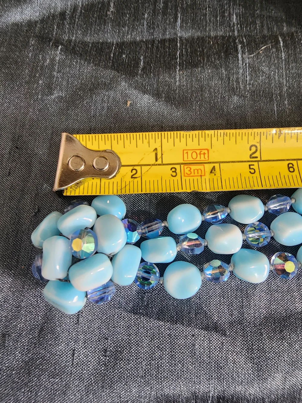 Vintage Signed VOGUE Blue Glass Bead Cluster Bracelet Aurora Borealis